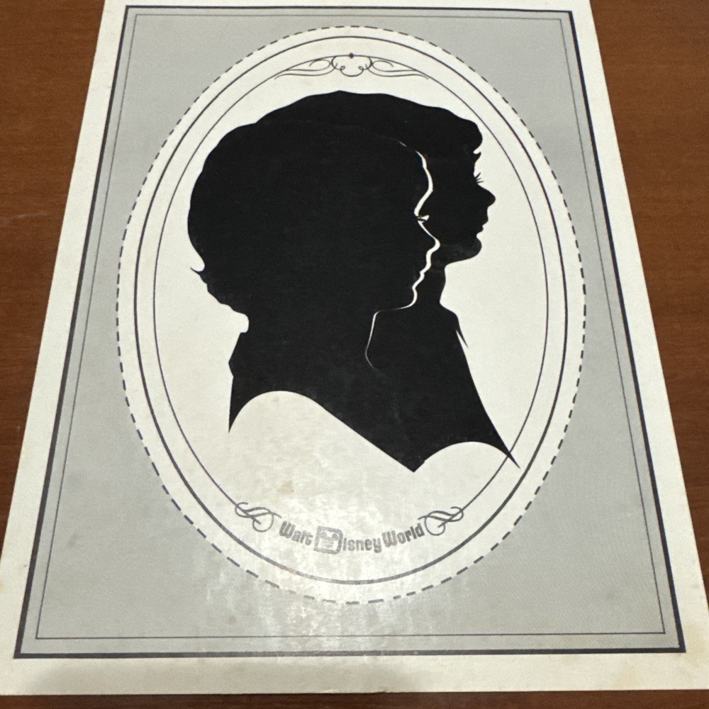 1970s Walt Disney World Unframed Boy and Girl Silhouette Cutout 8.5 in x 6.5 in